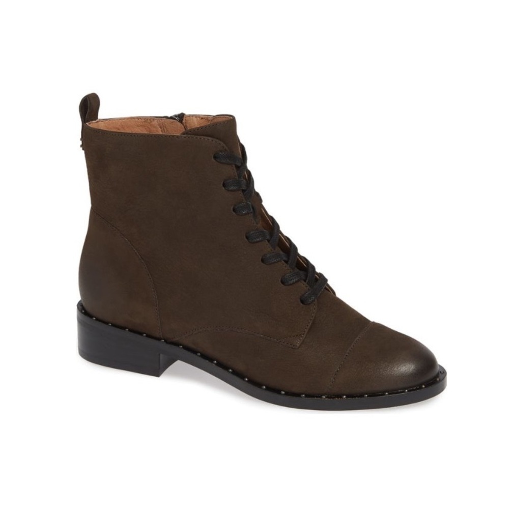 Halogen‎ x Nordstrom || Layla Combat Leather Ankle Boots Brown 6
